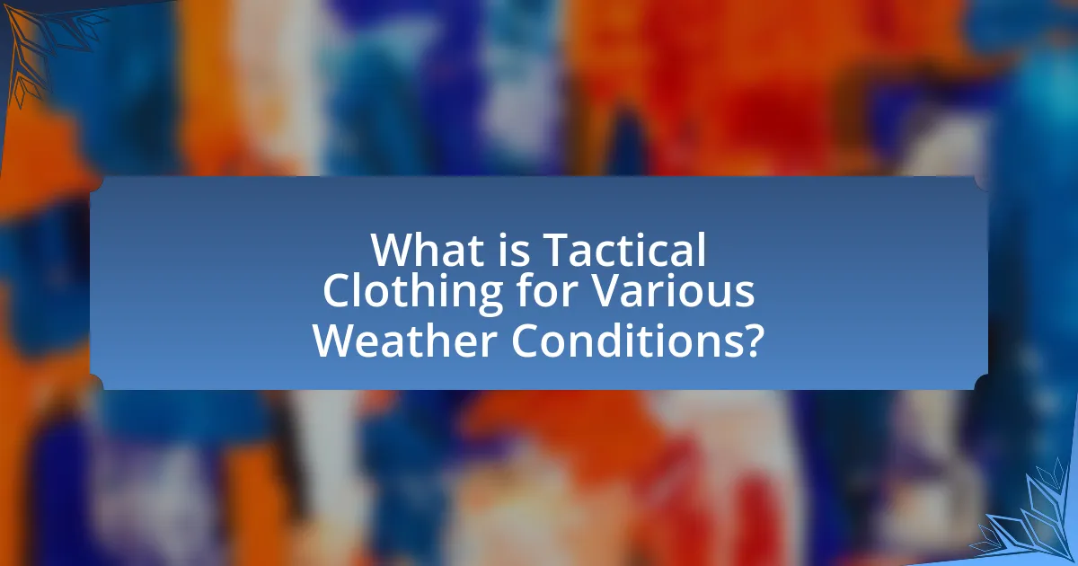 What is Tactical Clothing for Various Weather Conditions?